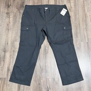 Duluth Trading Cargo Pants Women 24Wx31 Black Fire Hose Relaxed Flex Canvas